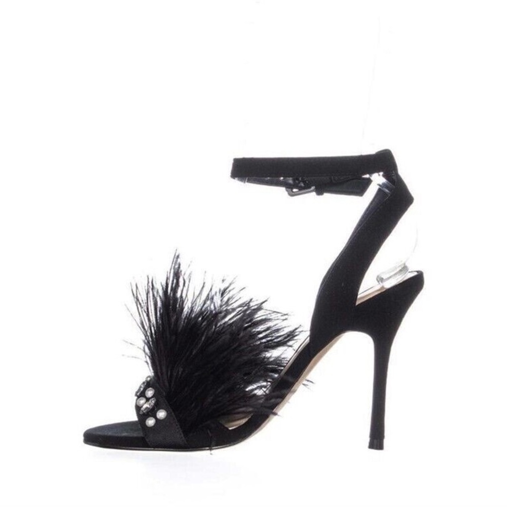 Ivanka Trump Black Stiletto Heels with Feather Embellishments - Picture 2 of 9